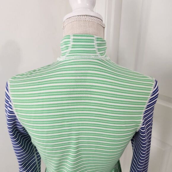 Patagonia Top Womens XS Green Striped Capilene 3 Midweight 1/4 Zip Baselayer - Picture 9 of 15
